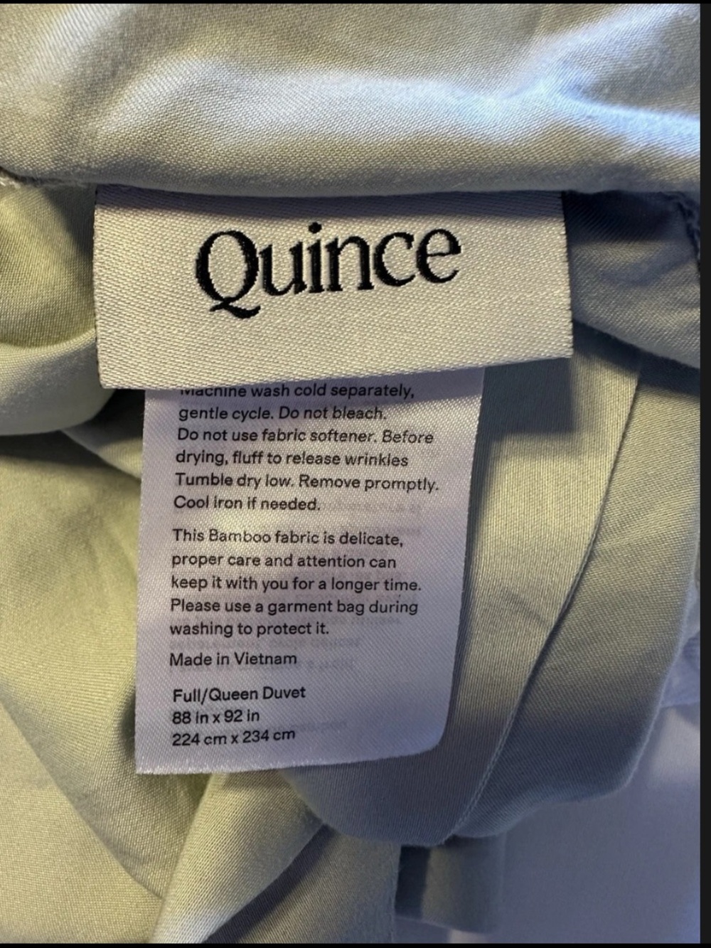 Quince Bamboo Viscose Duvet Cover Full/Queen Mist Soft Luxury - Picture 5 of 8